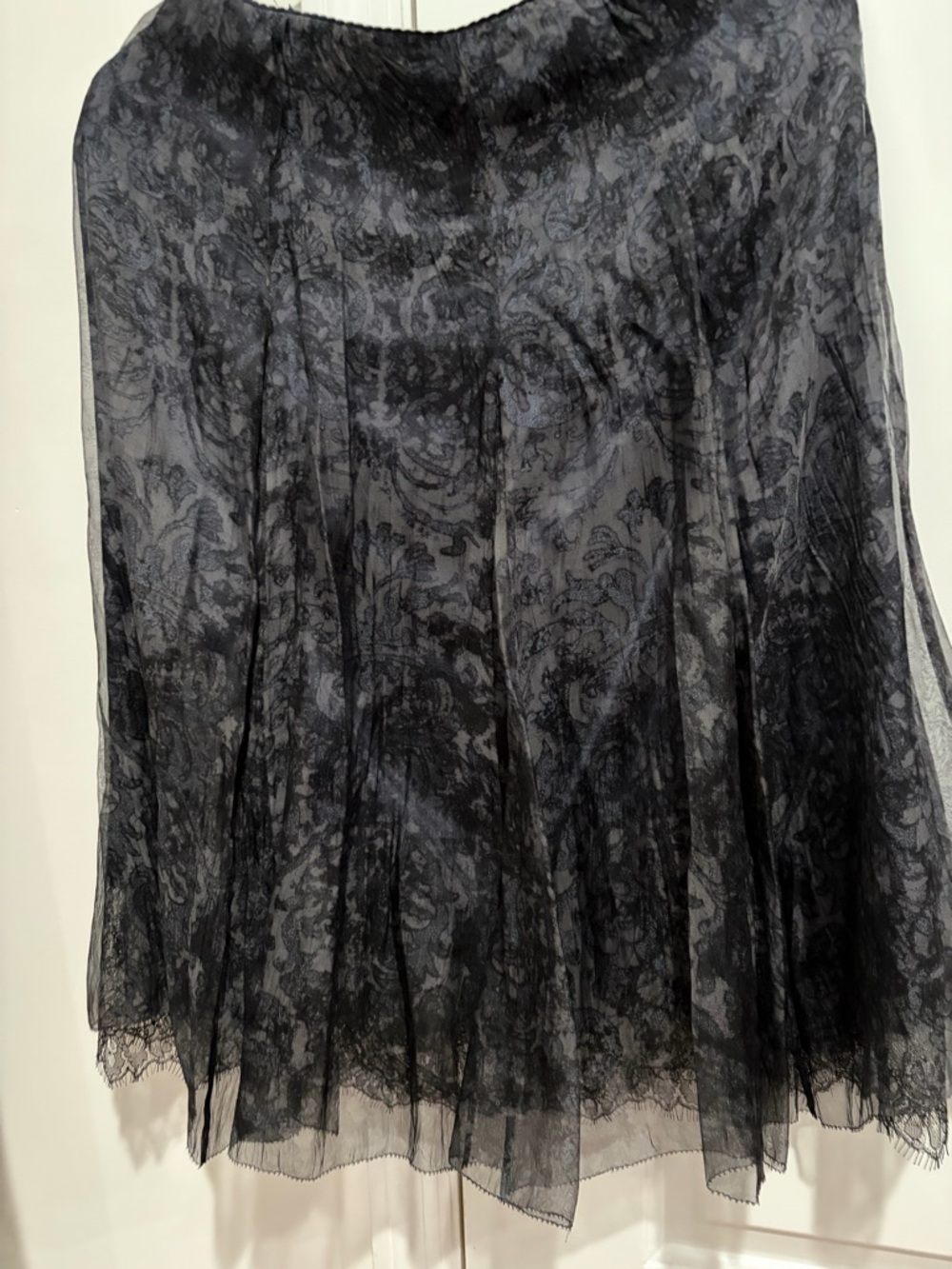 Elie Tahari Black Lace Overlay Midi Skirt